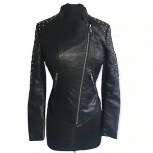 Coalition LA Vegan Leather Studded Jacket Size XS
